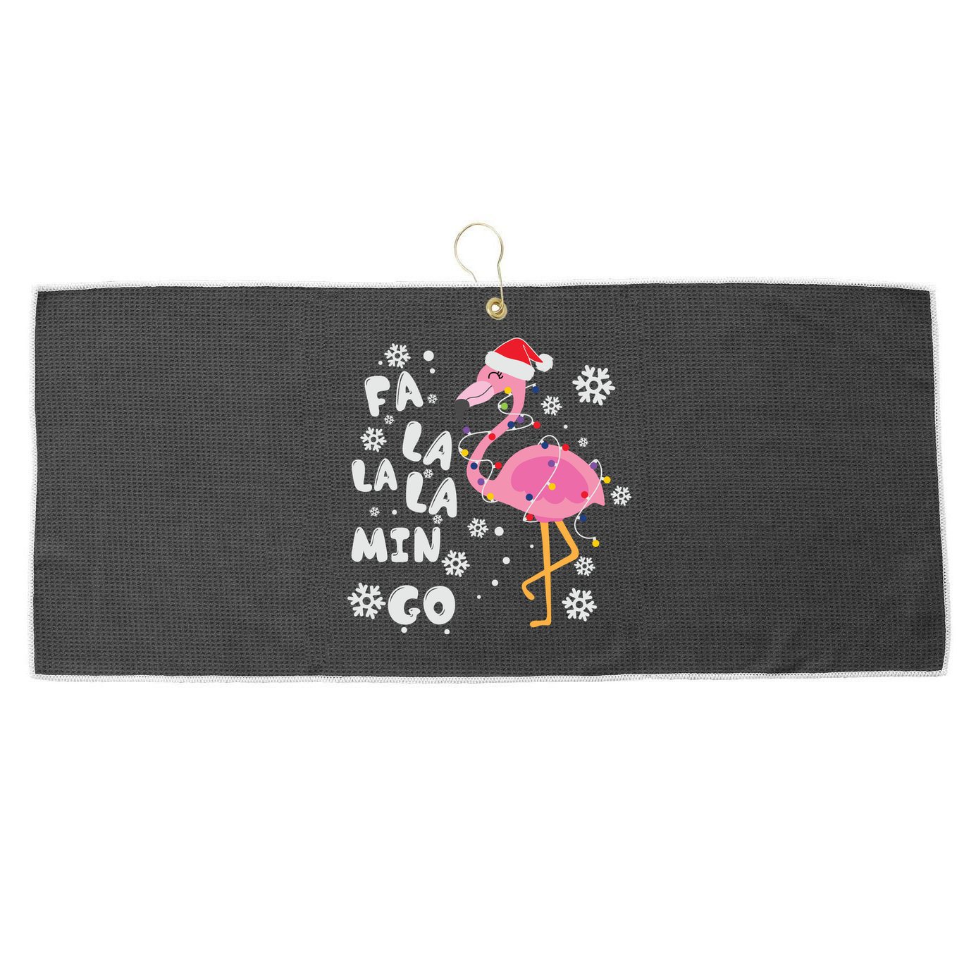 Christmas Flamingo Christmas Light Santa Hat Xmas Large Microfiber Waffle Golf Towel