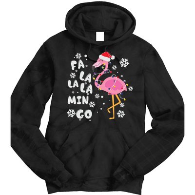 Christmas Flamingo Christmas Light Santa Hat Xmas Tie Dye Hoodie