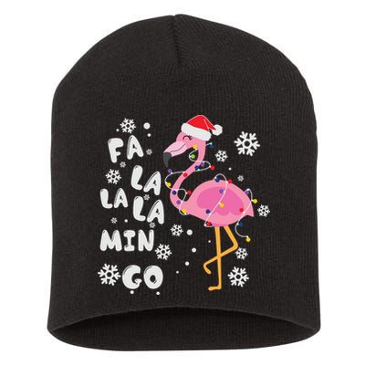 Christmas Flamingo Christmas Light Santa Hat Xmas Short Acrylic Beanie