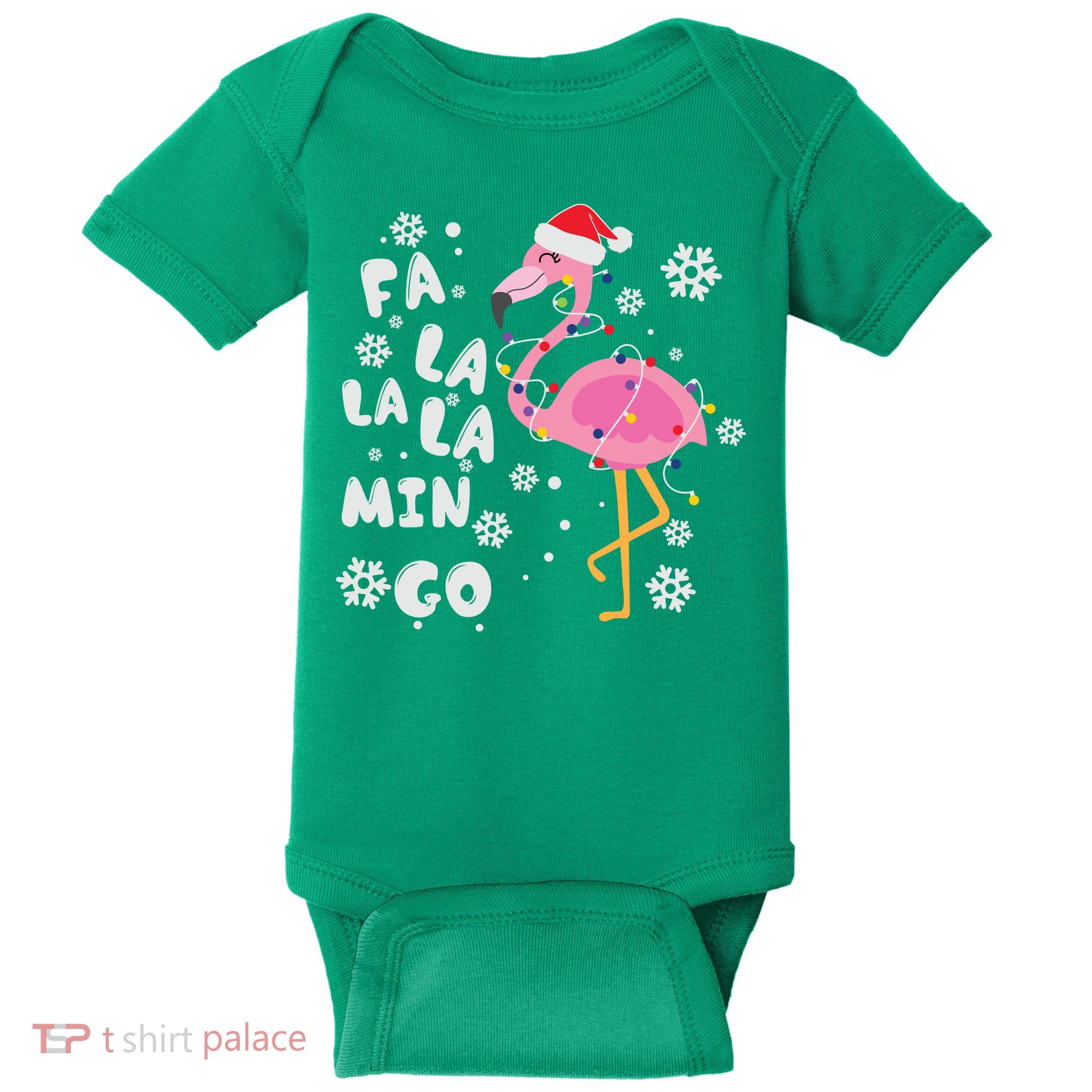 Christmas Flamingo Christmas Light Santa Hat Xmas Baby Bodysuit