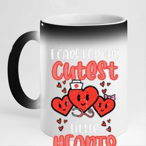 Care For Cutest Little Hearts Nurse Valentines Day Nursing 11oz Black Color Changing Mug