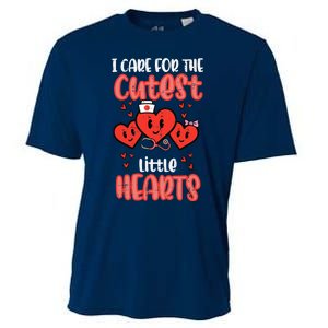 Care For Cutest Little Hearts Nurse Valentines Day Nursing Cooling Performance Crew T-Shirt