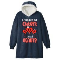 Care For Cutest Little Hearts Nurse Valentines Day Nursing Hooded Wearable Blanket