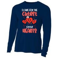 Care For Cutest Little Hearts Nurse Valentines Day Nursing Cooling Performance Long Sleeve Crew