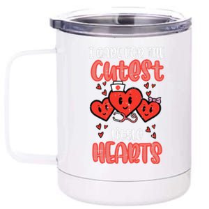 Care For Cutest Little Hearts Nurse Valentines Day Nursing 12 oz Stainless Steel Tumbler Cup