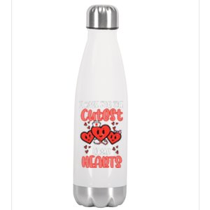 Care For Cutest Little Hearts Nurse Valentines Day Nursing Stainless Steel Insulated Water Bottle