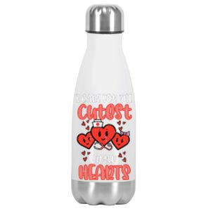 Care For Cutest Little Hearts Nurse Valentines Day Nursing Stainless Steel Insulated Water Bottle