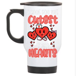 Care For Cutest Little Hearts Nurse Valentines Day Nursing Stainless Steel Travel Mug