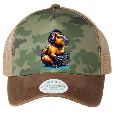 Capybara Funny Capybara Rodent & Video Games Lover Legacy Tie Dye Trucker Hat