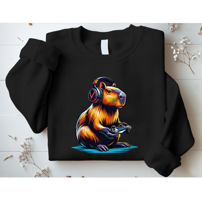 Capybara Funny Capybara Rodent & Video Games Lover Sweatshirt