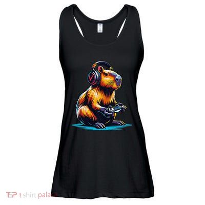 Capybara Funny Capybara Rodent & Video Games Lover Ladies Essential Flowy Tank
