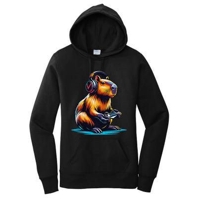 Capybara Funny Capybara Rodent & Video Games Lover Women's Pullover Hoodie