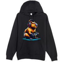 Capybara Funny Capybara Rodent & Video Games Lover Premium Pullover Hoodie