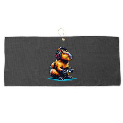 Capybara Funny Capybara Rodent & Video Games Lover Large Microfiber Waffle Golf Towel