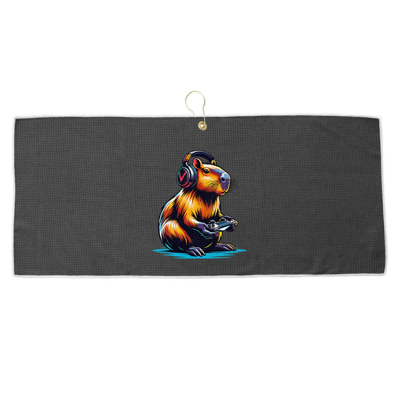 Capybara Funny Capybara Rodent & Video Games Lover Large Microfiber Waffle Golf Towel