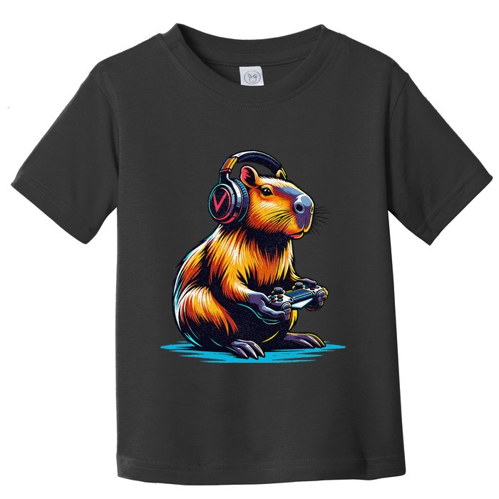Capybara Funny Capybara Rodent & Video Games Lover Toddler T-Shirt