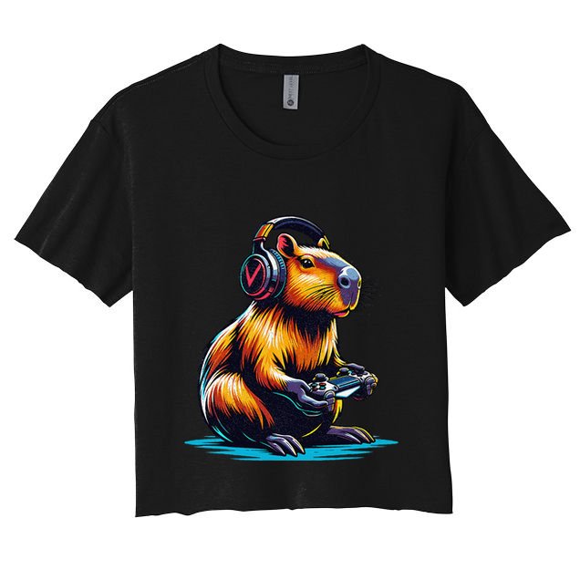 Capybara Funny Capybara Rodent & Video Games Lover Crop Top
