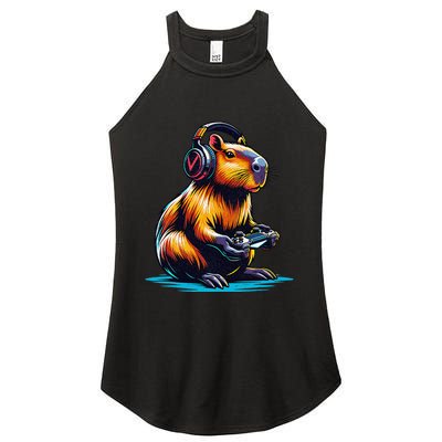 Capybara Funny Capybara Rodent & Video Games Lover Women's Perfect Tri Rocker Tank