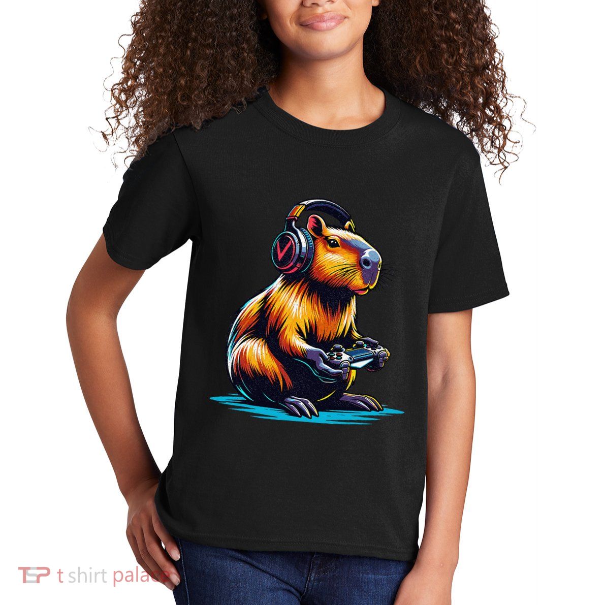 Capybara Funny Capybara Rodent & Video Games Lover Kids T-Shirt