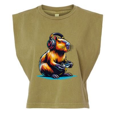 Capybara Funny Capybara Rodent & Video Games Lover Garment-Dyed Women's Muscle Tee