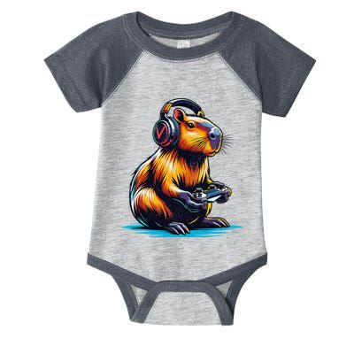 Capybara Funny Capybara Rodent & Video Games Lover Infant Baby Jersey Bodysuit