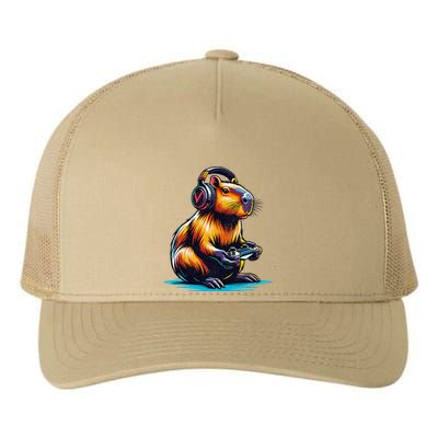 Capybara Funny Capybara Rodent & Video Games Lover Yupoong Adult 5-Panel Trucker Hat
