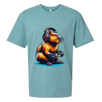 Capybara Funny Capybara Rodent & Video Games Lover Sueded Cloud Jersey T-Shirt