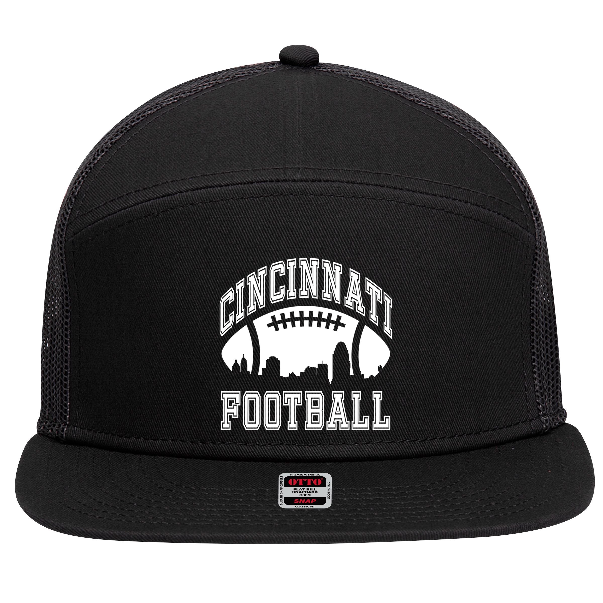 Cincinnati Football City Skyline 7 Panel Mesh Trucker Snapback Hat