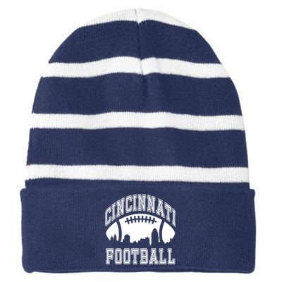 Cincinnati Football City Skyline Striped Beanie with Solid Band