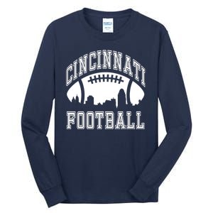 Cincinnati Football City Skyline Tall Long Sleeve T-Shirt