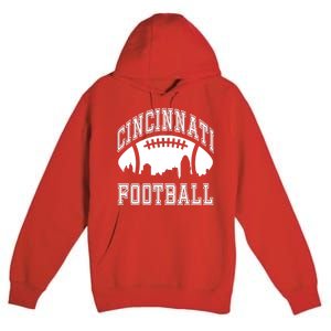 Cincinnati Football City Skyline Premium Pullover Hoodie