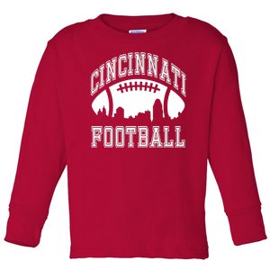 Cincinnati Football City Skyline Toddler Long Sleeve Shirt