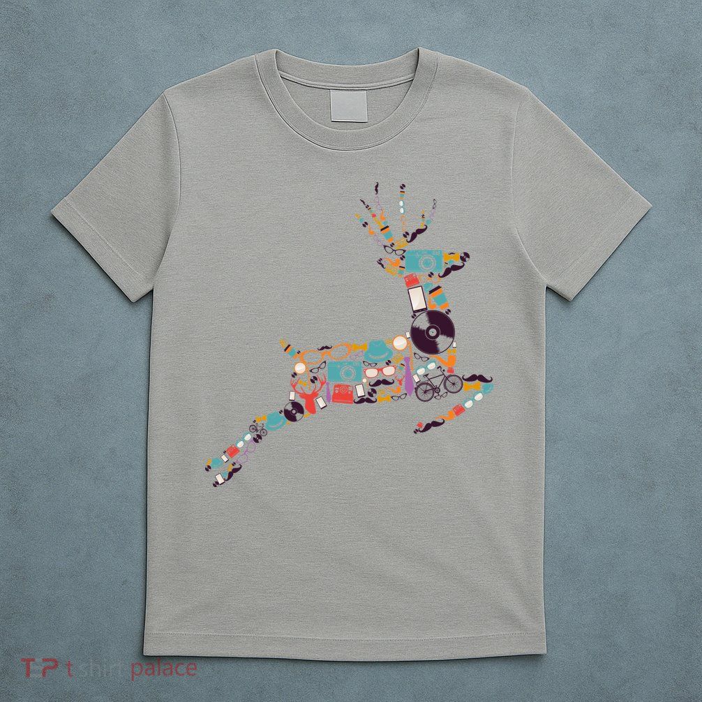Cool Festive Christmas Gifts Pattern Reindeer T-Shirt