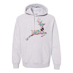 Cool Festive Christmas Gifts Pattern Reindeer Premium Hoodie