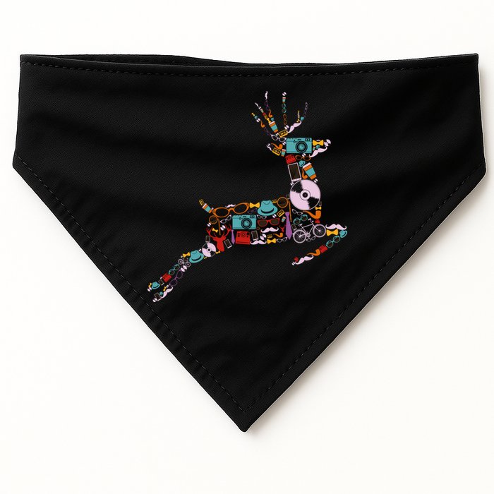 Cool Festive Christmas Gifts Pattern Reindeer USA-Made Doggie Bandana