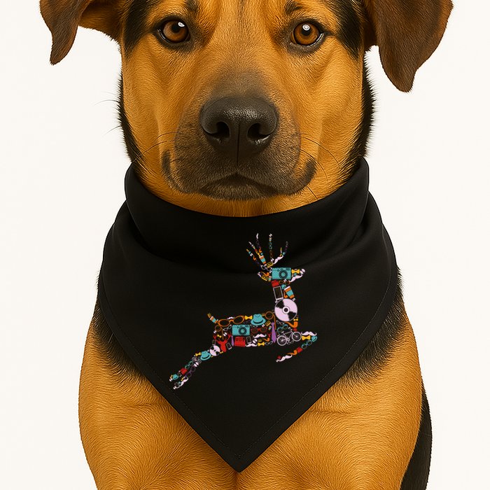 Cool Festive Christmas Gifts Pattern Reindeer USA-Made Doggie Bandana