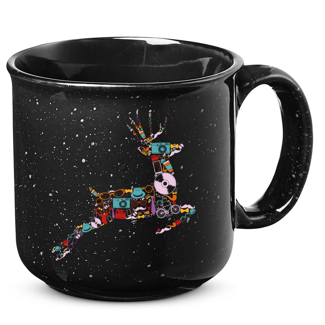Cool Festive Christmas Gifts Pattern Reindeer 15oz Campfire Ceramic Mug