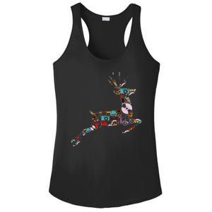 Cool Festive Christmas Gifts Pattern Reindeer Ladies PosiCharge Competitor Racerback Tank