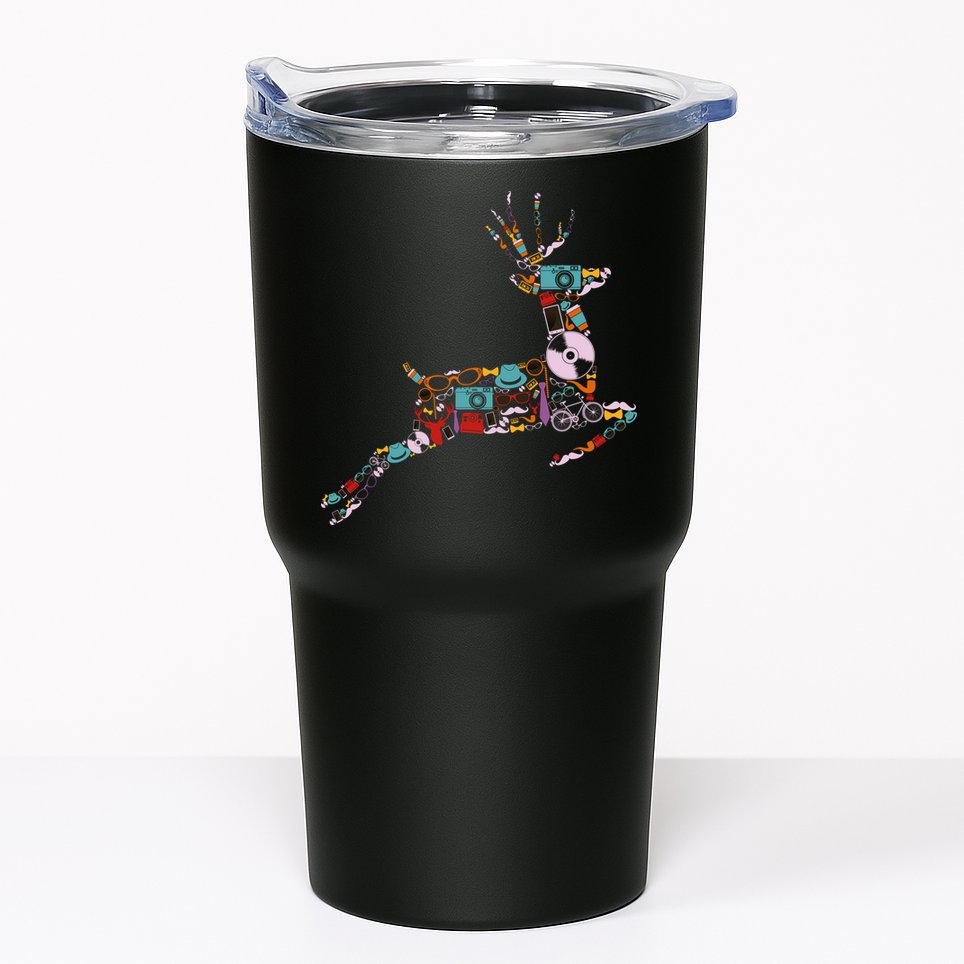 Cool Festive Christmas Gifts Pattern Reindeer Tumbler