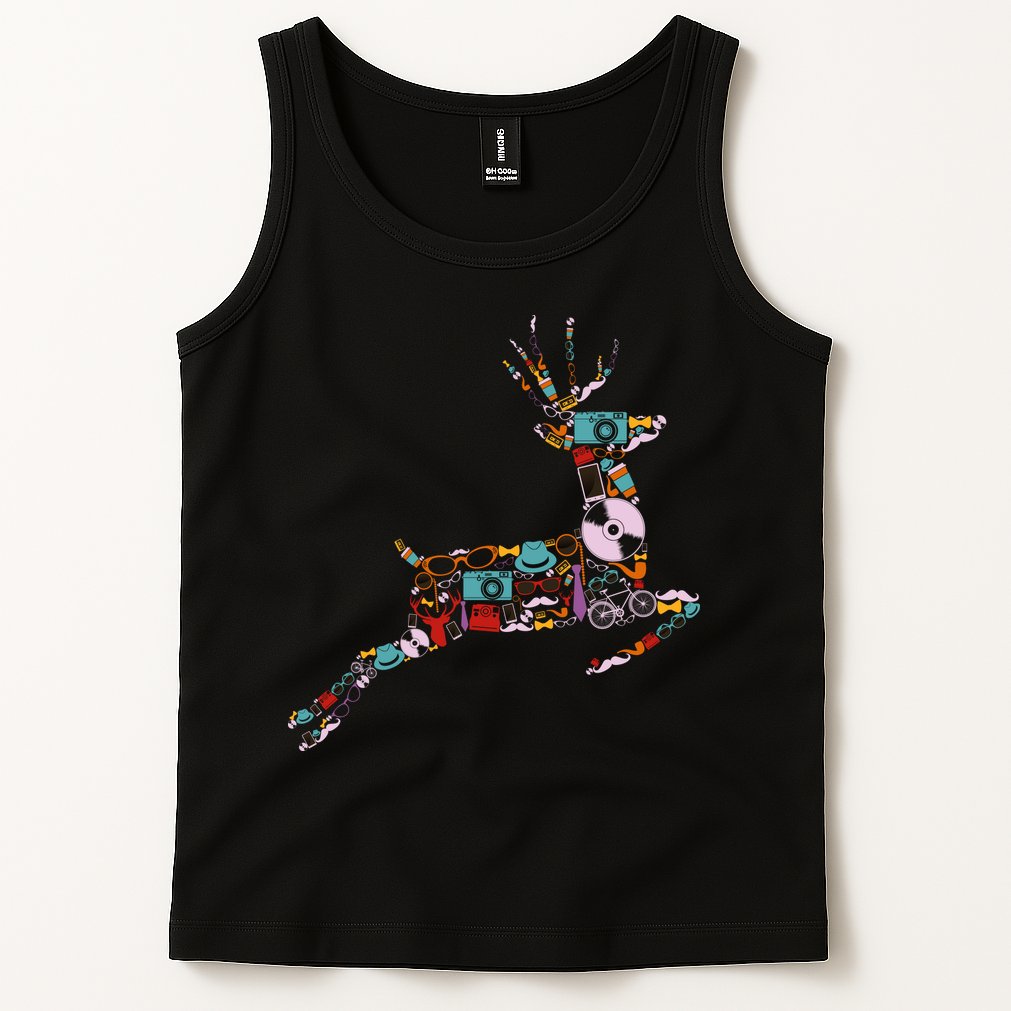 Cool Festive Christmas Gifts Pattern Reindeer Tank Top