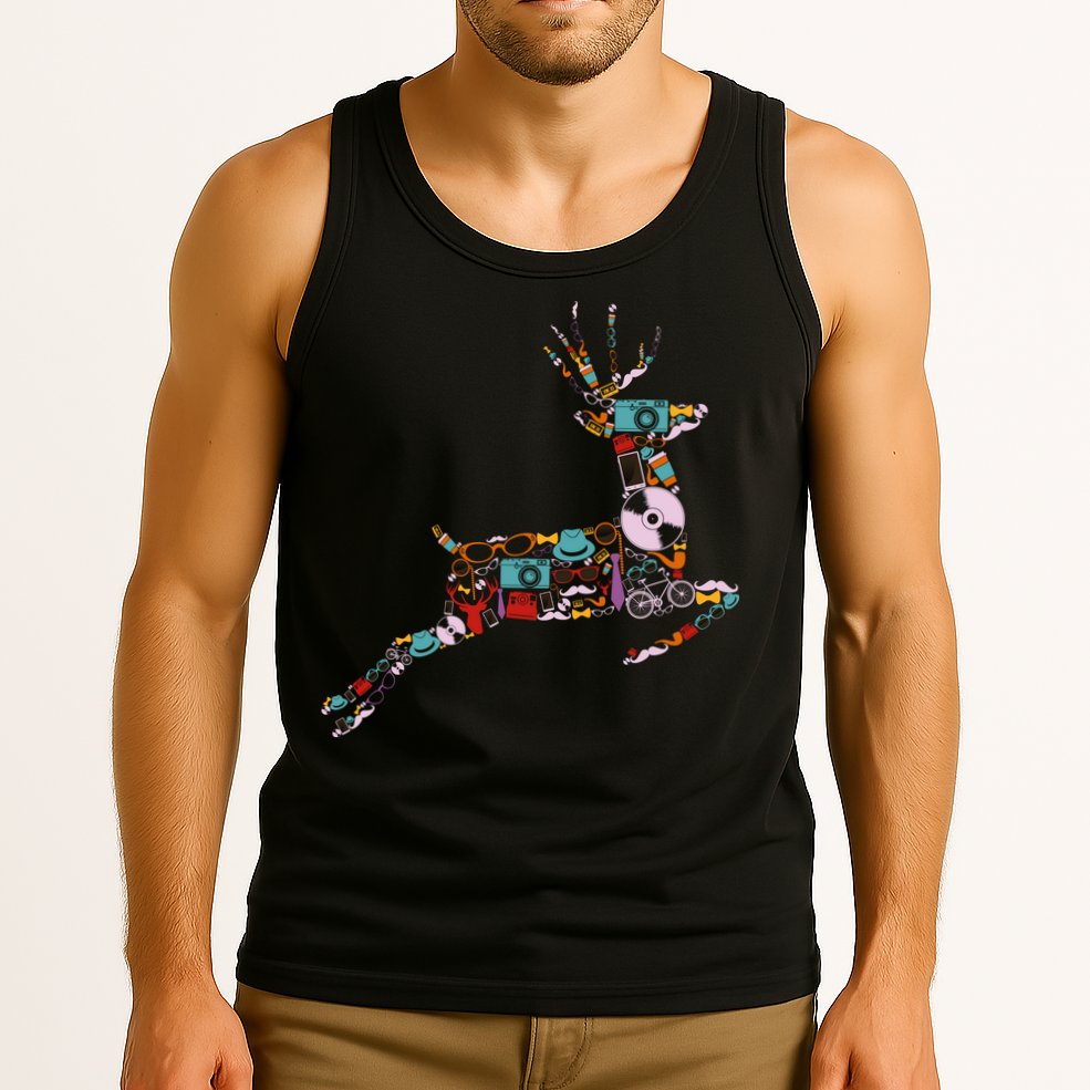 Cool Festive Christmas Gifts Pattern Reindeer Tank Top