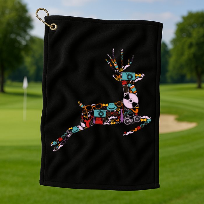 Cool Festive Christmas Gifts Pattern Reindeer Golf Towel