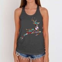 Cool Festive Christmas Gifts Pattern Reindeer Women's Knotted Racerback Tank