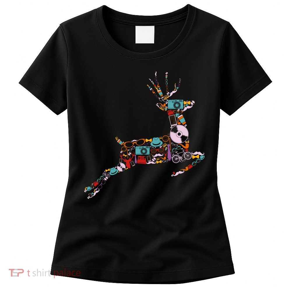 Cool Festive Christmas Gifts Pattern Reindeer Womens T-Shirt