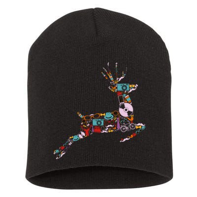 Cool Festive Christmas Gifts Pattern Reindeer Short Acrylic Beanie