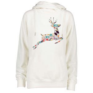 Cool Festive Christmas Gifts Pattern Reindeer Womens Funnel Neck Pullover Hood