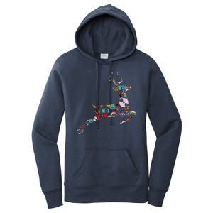 Cool Festive Christmas Gifts Pattern Reindeer Women's Pullover Hoodie