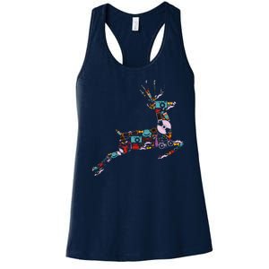 Cool Festive Christmas Gifts Pattern Reindeer Women's Racerback Tank