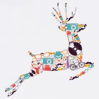 Cool Festive Christmas Gifts Pattern Reindeer Garment-Dyed Sweatshirt