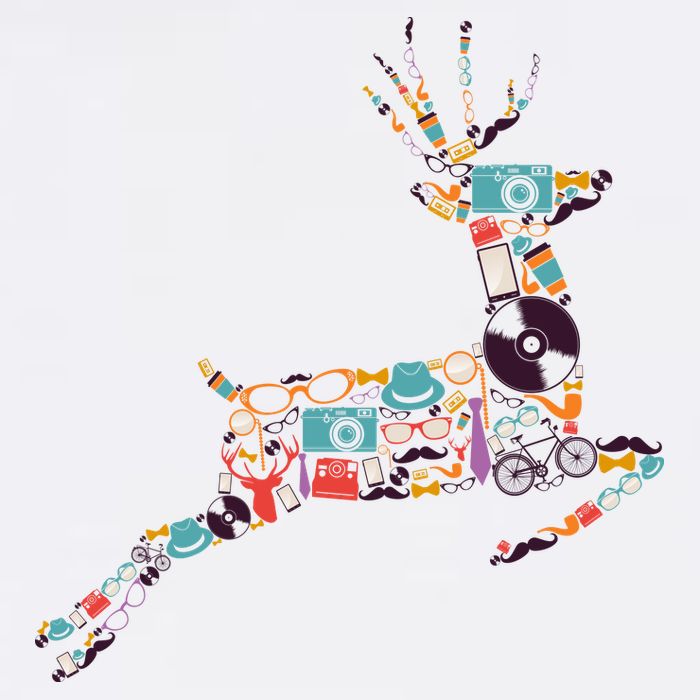 Cool Festive Christmas Gifts Pattern Reindeer Garment-Dyed Sweatshirt